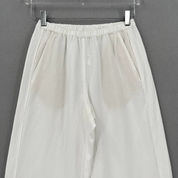 ENZA COSTA Twill Everywhere Pant XS 0 Off White Relaxed Wideleg Straight Pull On - Picture 4 of 13